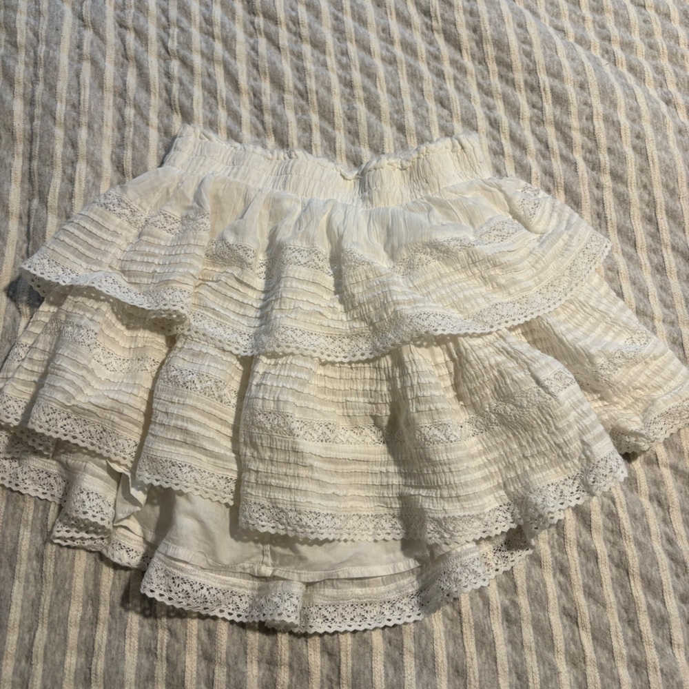 Aerie white ruffle mini skirt